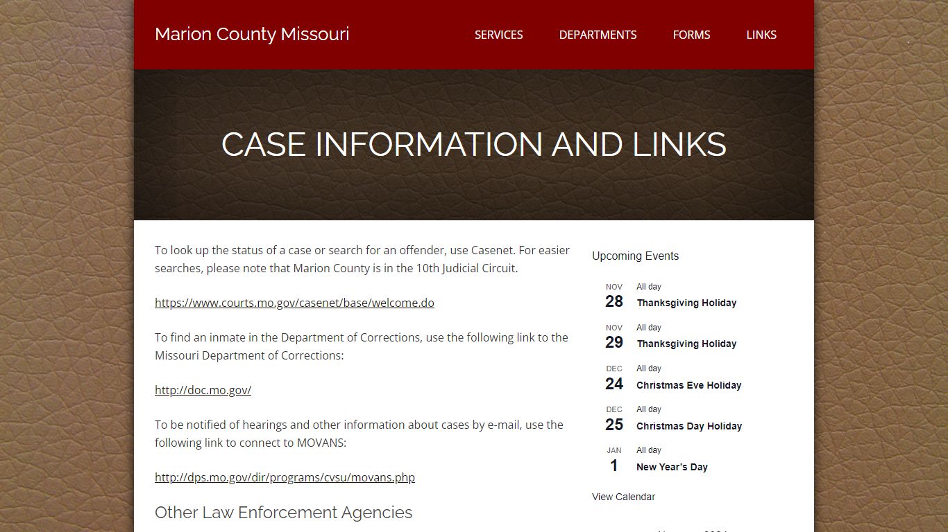 Case Information and Links – Marion County Missouri