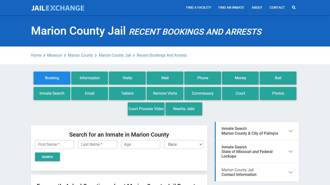 Marion County Jail MO Recent Arrests and Bookings - Jail Exchange